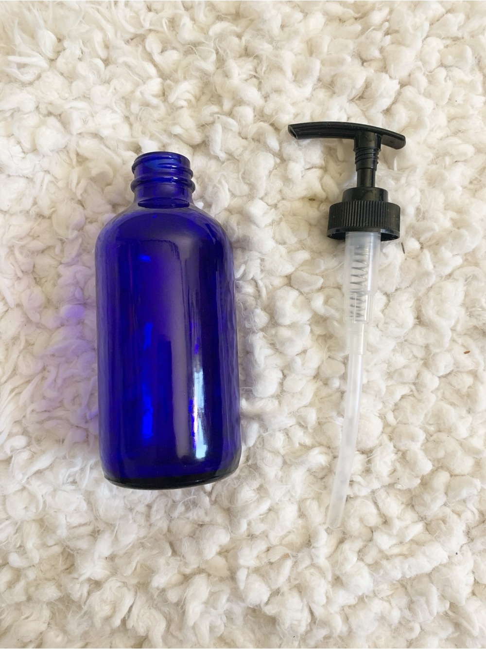 Cobalt Blue Glass Bottle Liquid Dispenser with Black Pump